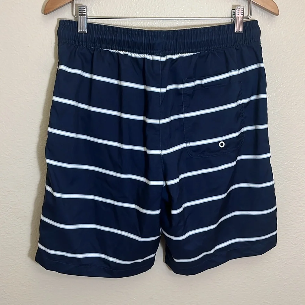 Amazon Essentials Navy White Striped Swim Trunks